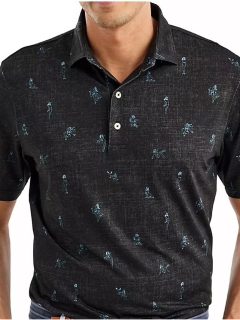 Johnnie-O | Vintage Pin-Up Girls Performance Golf Polo | Heather Black | Size XL